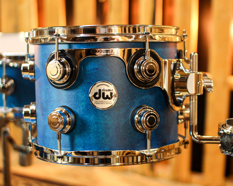 DW Collector's Maple Mahogany Azure Satin Oil Drum Set - 20,10,14,14sn - SO#1366529