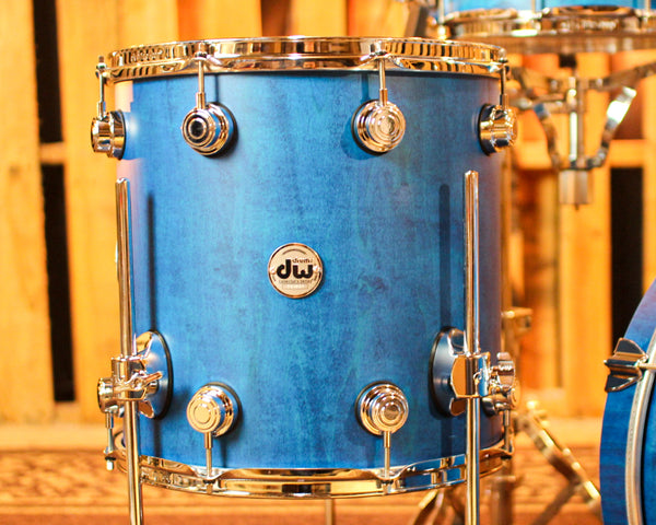 DW Collector's Maple Mahogany Azure Satin Oil Drum Set - 20,10,14,14sn - SO#1366529