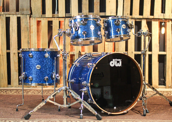 DW Collector's Maple Mahogany Blue Glass Drum Set - 22,10,12,16 - SO#1330546