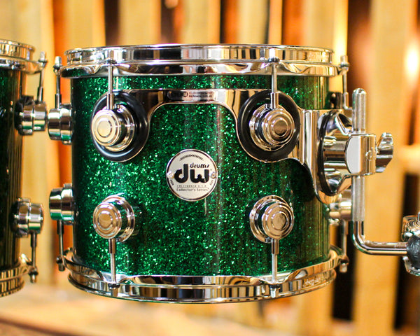 DW Collector's Maple Mahogany Green Glass Drum Set - 20,10,12,14 - SO#1374886