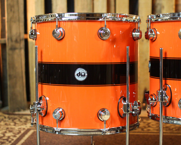 DW Collector's Maple Mahogany Hugger Orange w/ Black Rally Stripe Drum Set - 22,8,10,12,14,16 - SO#1416894