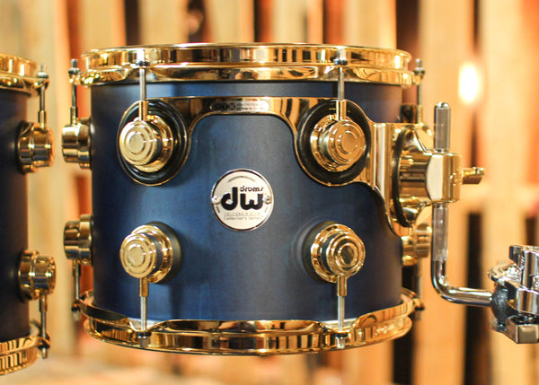 DW Collector's Maple Mahogany Regal Blue Satin Oil Drum Set - 22,10,12,14,16,14sn - SO#1304638