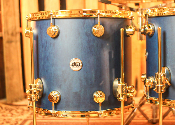 DW Collector's Maple Mahogany Regal Blue Satin Oil Drum Set - 22,10,12,14,16,14sn - SO#1304638