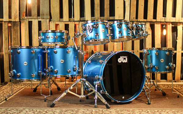 DW Collector's Maple SSC Laser Blue Lacquer Drum Set - 22,8,10,12,14,16,18,14sn - SO#1416753