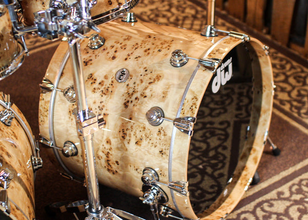 DW Collector's Maple SSC Natural Lacquer over Mapa Burl Drum Set - 22,22,8,10,12,13,16,18 - SO#1388699