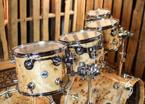 DW Collector's Maple SSC Natural Lacquer over Mapa Burl Drum Set - 22,22,8,10,12,13,16,18 - SO#1388699