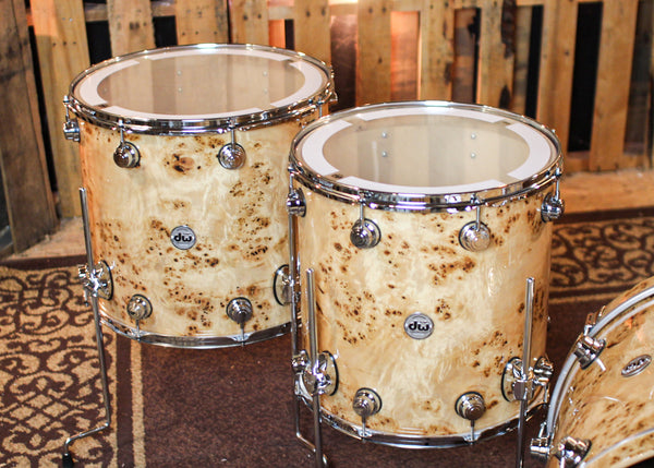 DW Collector's Maple SSC Natural Lacquer over Mapa Burl Drum Set - 22,22,8,10,12,13,16,18 - SO#1388699