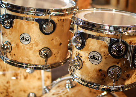 DW Collector's Maple SSC Natural Lacquer over Mapa Burl Drum Set - 22,22,8,10,12,13,16,18 - SO#1388699