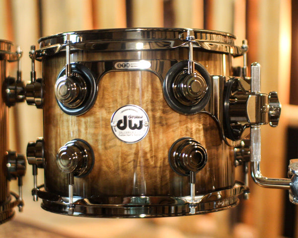 DW Collector's Maple SSC Candy Black Burst over Heartwood Curly Maple Drum Set - 22,10,12,14,16,14sn - SO#1391933
