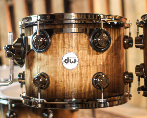 DW Collector's Maple SSC Candy Black Burst over Heartwood Curly Maple Drum Set - 22,10,12,14,16,14sn - SO#1391933