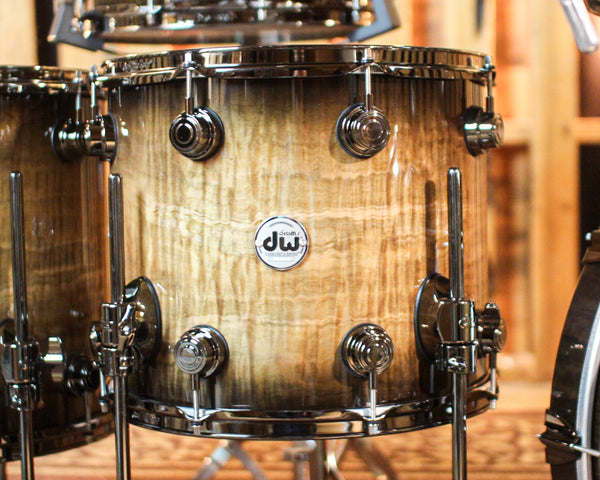 DW Collector's Maple SSC Candy Black Burst over Heartwood Curly Maple Drum Set - 22,10,12,14,16,14sn - SO#1391933