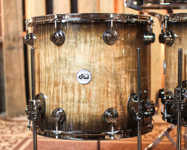 DW Collector's Maple SSC Candy Black Burst over Heartwood Curly Maple Drum Set - 22,10,12,14,16,14sn - SO#1391933