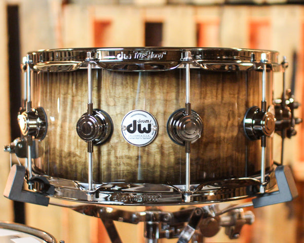 DW Collector's Maple SSC Candy Black Burst over Heartwood Curly Maple Drum Set - 22,10,12,14,16,14sn - SO#1391933