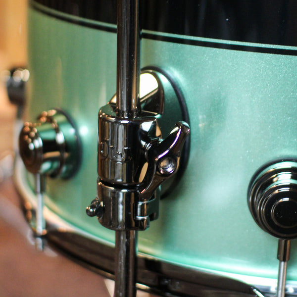 DW Collector's Maple SSC Mint Green Metallic w/ Black Rally Stripe Drum Set - 22,10,12,16,14sn - SO#1414933
