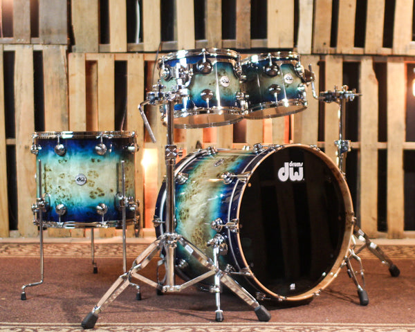 DW Collector's Maple SSC Regal to Royal Blue Burst over Mapa Burl Drum Set - 22,10,12,16 - SO#1408269