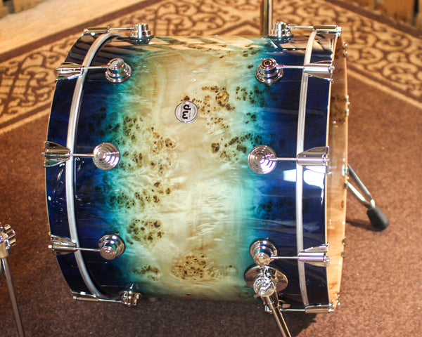 DW Collector's Maple SSC Regal to Royal Blue Burst over Mapa Burl Drum Set - 22,10,12,16 - SO#1408269