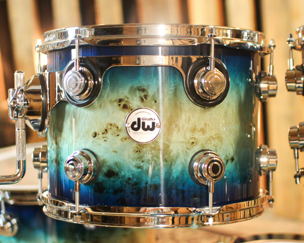 DW Collector's Maple SSC Regal to Royal Blue Burst over Mapa Burl Drum Set - 22,10,12,16 - SO#1408269