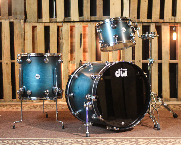 DW Collector's Maple SSC Satin Azure to Ebony Burst Drum Set - 22,13,16 - SO#1440776