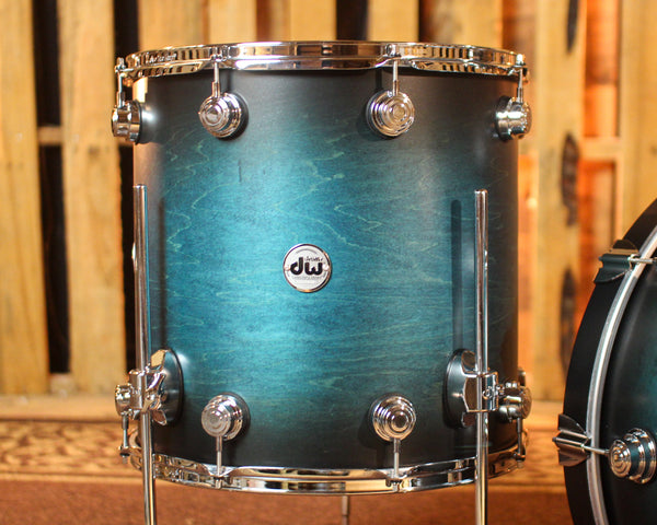 DW Collector's Maple SSC Satin Azure to Ebony Burst Drum Set - 22,13,16 - SO#1440776