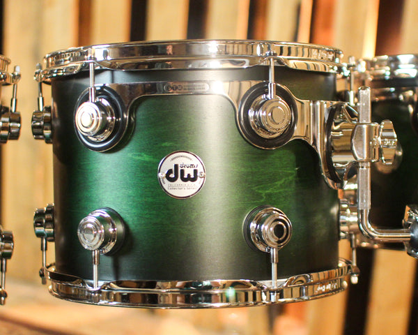 DW Collector's Maple SSC Satin Emerald Green to Ebony Burst Drum Set - 20,10,12,13,15 - SO#1440815