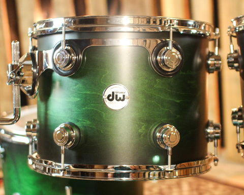 DW Collector's Maple SSC Satin Emerald Green to Ebony Burst Drum Set - 20,10,12,13,15 - SO#1440815