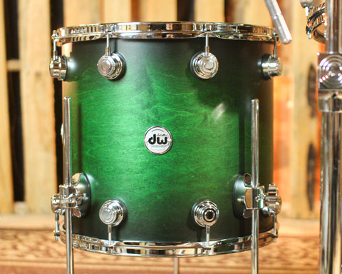 DW Collector's Maple SSC Satin Emerald Green to Ebony Burst Drum Set - 20,10,12,13,15 - SO#1440815