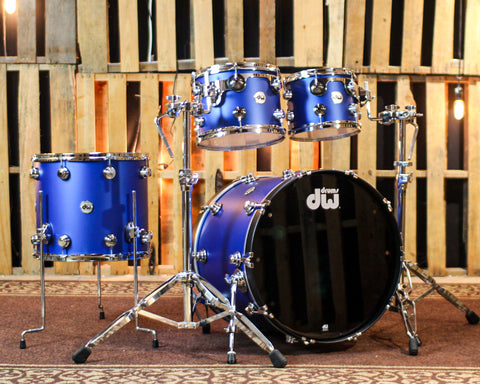 DW Collector's Maple SSC Blue Metallic Hard Satin Drum Set - 22,10,12,16 - SO#1367489