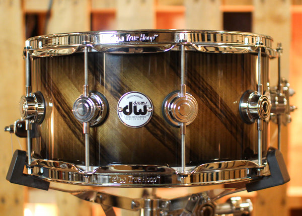 DW 6.5x14 Collector's Maple VLT Candy Black Burst over Twisted European Walnut Snare Drum - SO#1426116