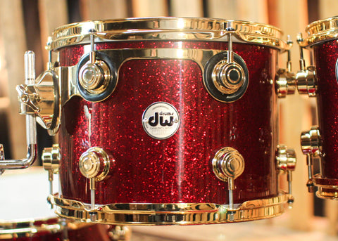 DW Collector's Cherry HVLT Ruby Glass Drum Set - 20,10,12,14 - SO#1313389