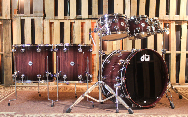 DW Collector's Purpleheart VLT Natural to Candy Black Burst Drum Set - 23,8,10,12,16,18 - SO#1429712