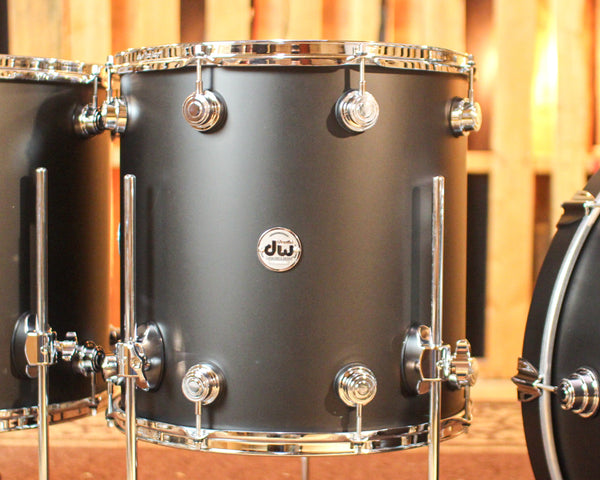 DW Collector's Santa Monica Solid Black Hard Satin Drum Set - 24,14,16,18 - SO#1361104