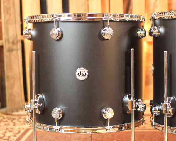 DW Collector's Santa Monica Solid Black Hard Satin Drum Set - 24,14,16,18 - SO#1361104