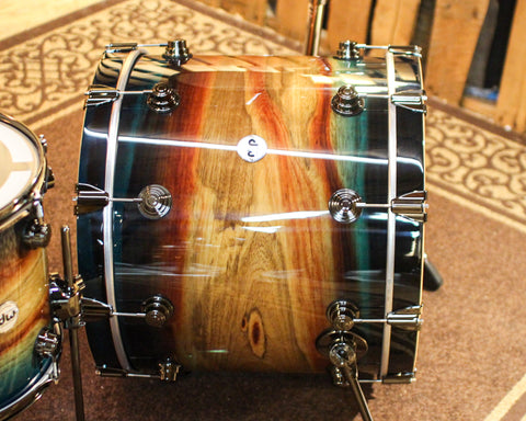 DW Collector's SonicPly Royal Blue Burst over Horizontal Padauk Drum Set - 22,10,12,14,16,14sn - SO#1391943