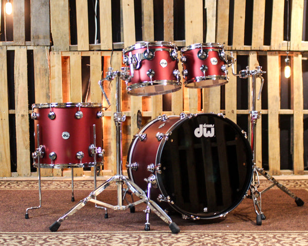 DW Collector's Maple Cherry Metallic Hard Satin Drum Set - 22,10,12,16 - SO#1373792