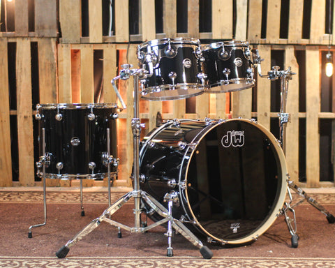 DW Performance Gloss Black Stage Drum Set - 18x22, 8x10, 9x12, 14x16