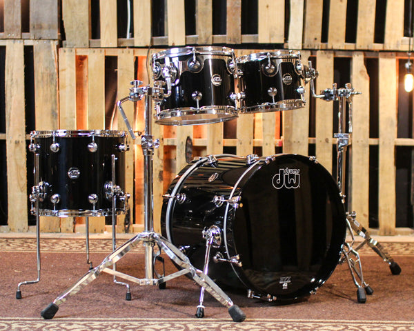 DW Performance Piano Black Lacquer Fusion Drum Set - 16x20, 8x10, 9x12, 12x14