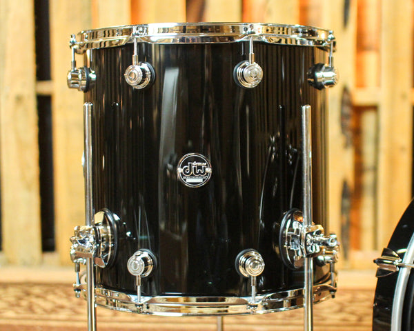 DW Performance Piano Black Lacquer Bop Drum Set - 14x18, 8x12, 14x14