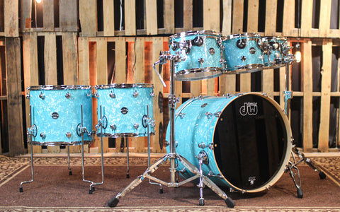 DW Performance Seafoam Marine 6pc Drum Set - 18x22,7x8,8x10,9x12,12x14,14x16