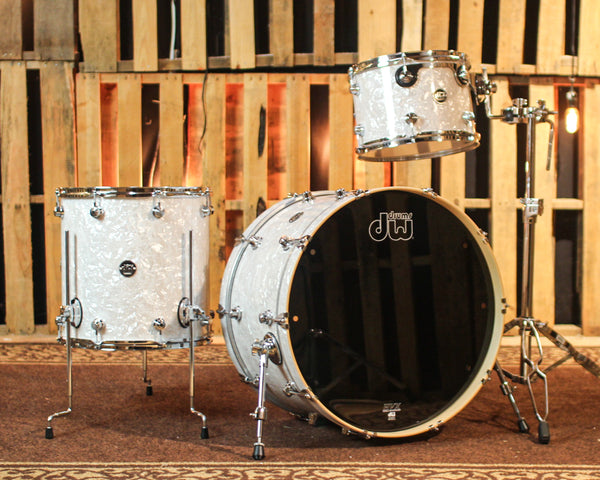 DW Performance White Marine Pearl Rock Drum Set - 14x24, 9x13, 16x16