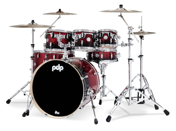 PDP Concept Maple Red to Black Fade 7-Piece Drum Set PDCM2217RB