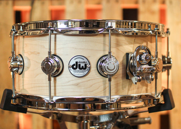 Used DW 6.5x14 Collector's Black Swamp Natural Satin Oil Solid Maple Snare Drum - SO#883633