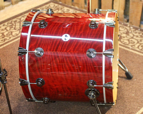 Used DW Collector's Maple Candy Apple Red over Redwood Stump Drum Set - 22,10,12,14,16,14sn