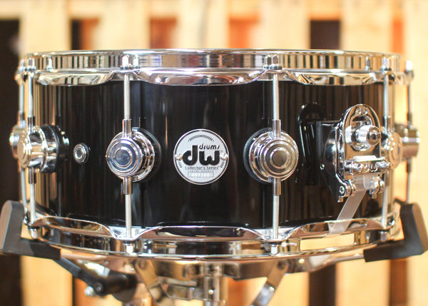 DW 5.5x14 Collector's Maple Piano Black Super Solid Snare Drum - SO#1288923