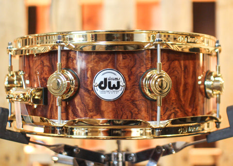 DW 5x13 Collector's Purpleheart Waterfall Bubinga Snare Drum - SO#1303307