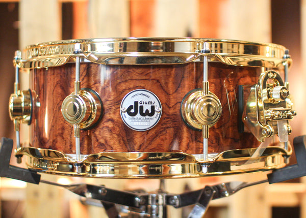 DW 5x13 Collector's Purpleheart Waterfall Bubinga Snare Drum - SO#1303307