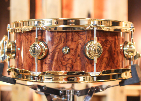 DW 5x13 Collector's Purpleheart Waterfall Bubinga Snare Drum - SO#1303307