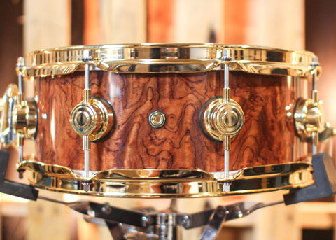 DW 5x13 Collector's Purpleheart Waterfall Bubinga Snare Drum - SO#1303307