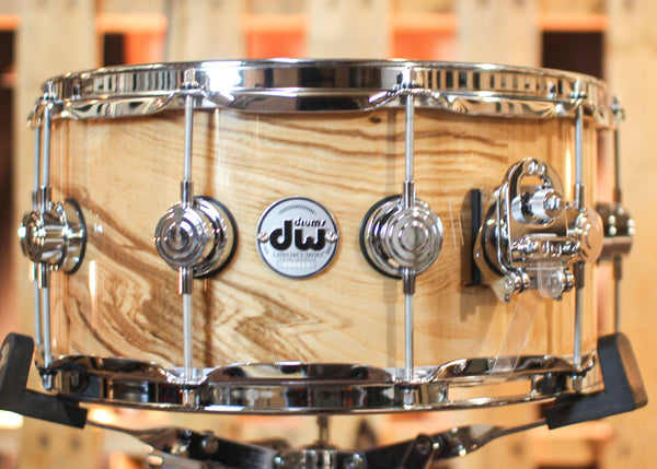 DW 6.5x14 Collector's Maple Mahogany Olive Ash Burl Snare Drum - SO#1302078