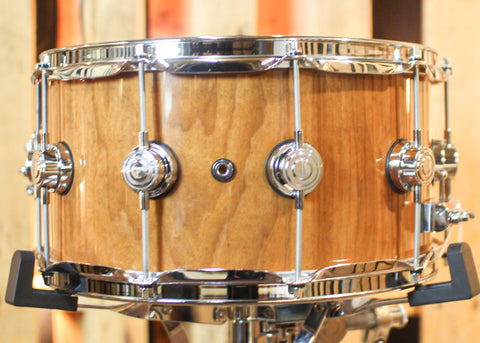 DW 7x14 Collector's Natural Lacquer over Cherry/Mahogany Snare Drum - SO#1302282