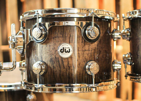 DW Collector's 333 Candy Black Burst Knockdown over Curly Maple Drum Set - 22,10,12,16 - SO#1313021